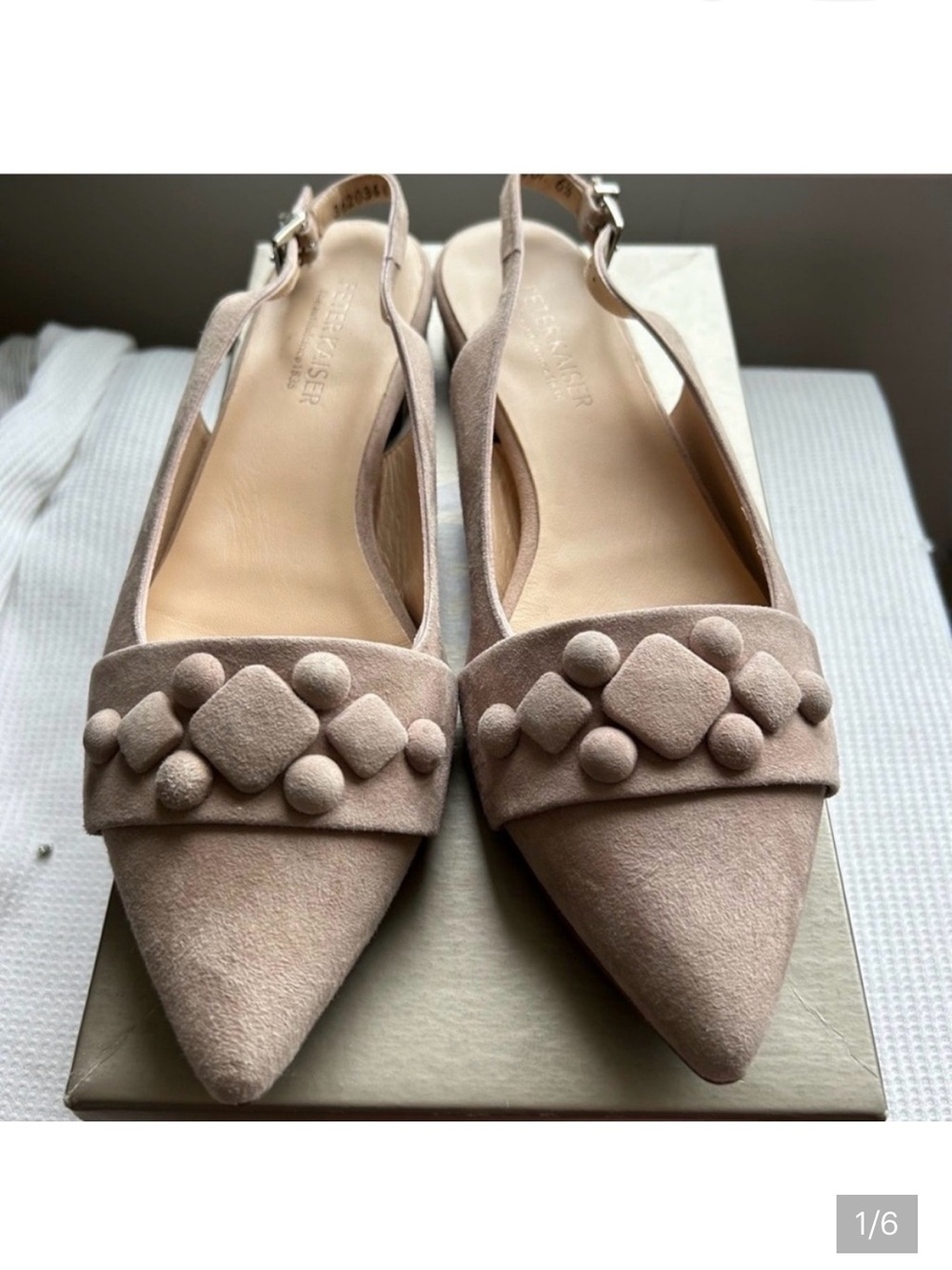 Peter Kaiser Tara Mauve Suede Slingback Flats US 9